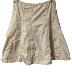 Gap Y2K Flare Mid Length Skirt Size 10 Cream Off White Tan Pleated Vintage